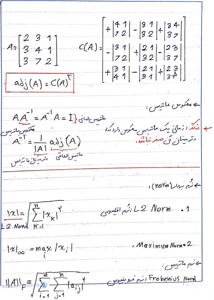 دریافت جزوه دست نویس ریاضیات جبر خطی برای هوش مصنوعی و پیاده سازی آن در پایتون