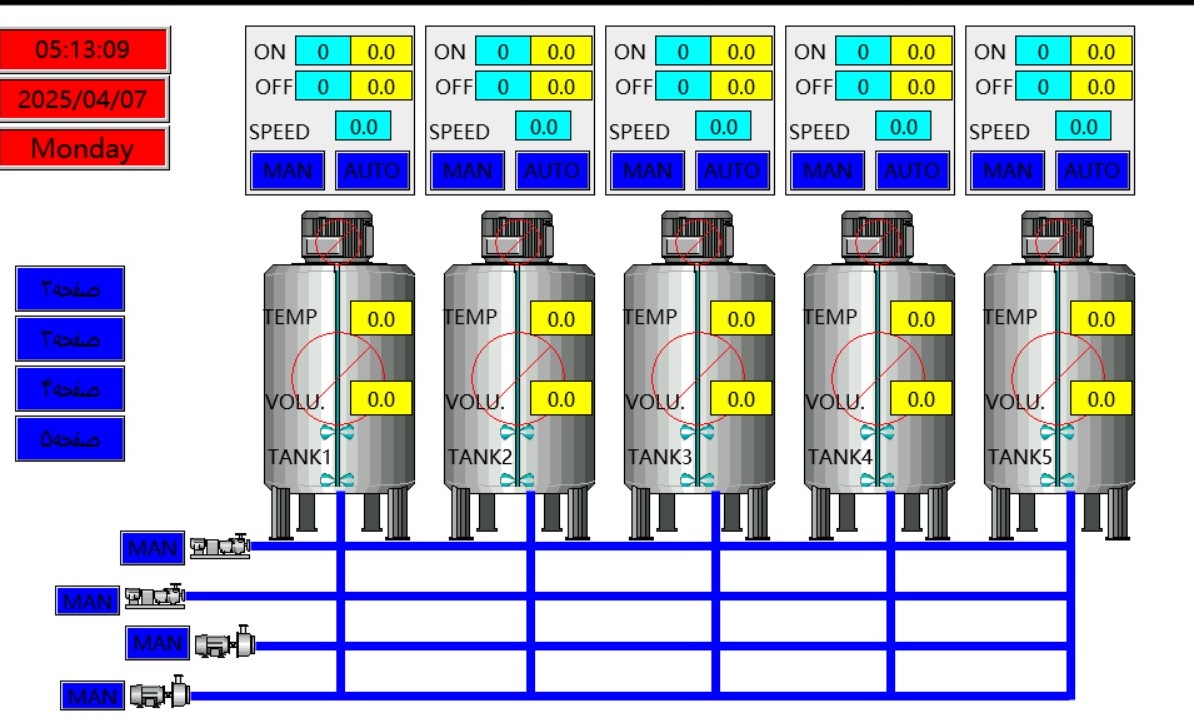 دریافت برنامه PLC و HMI برای کنترل و مانیتورینگ تانک‌